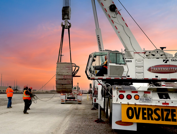The Cranemasters 200 RS Super-Duty Crane is carried to job sites on our highway-ready rig.